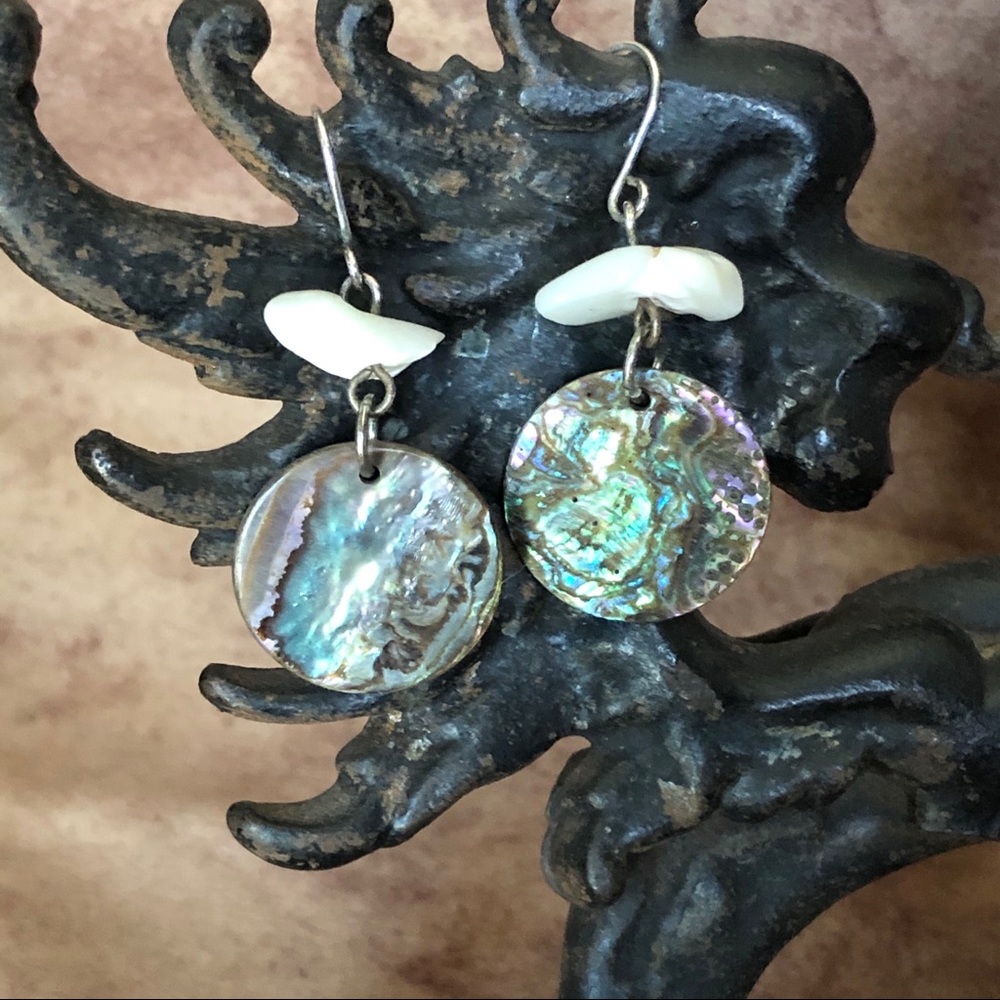 Abalone and White Shell Earrings